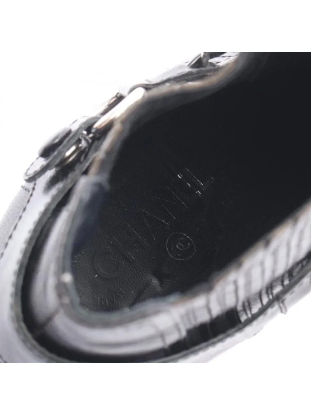 Chanel Boots CC Logo Chain Short Leather Patent